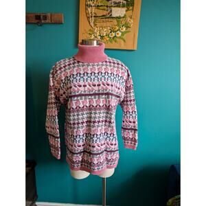 Women's Vintage Cotton Ramie Turtleneck Sweater 1980s 1990s medium large